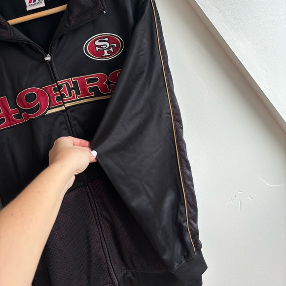 Vintage Y2K Majestic San Francisco 49ers mesh black track jacket | MT TALL - Picture 6 of 12
